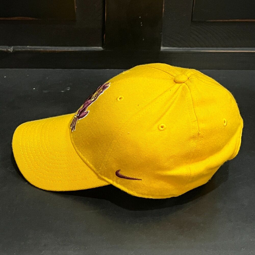 Nike Team Issued 90s Arizona State Sun Devils ASU Sparky Hat Strapback Yellow - Picture 3 of 8